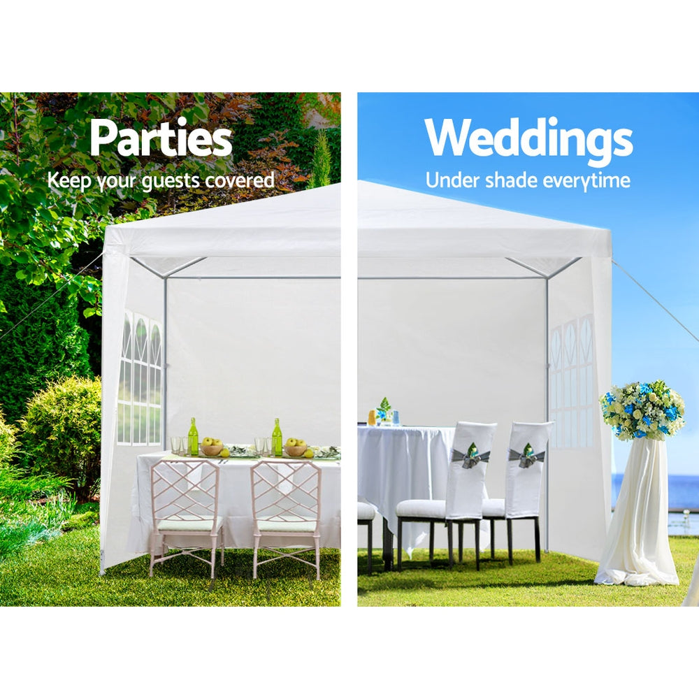 Instahut Gazebo 3x3 Outdoor Marquee Gazebos Wedding Party Camping Tent 4 Wall Panels - SILBERSHELL