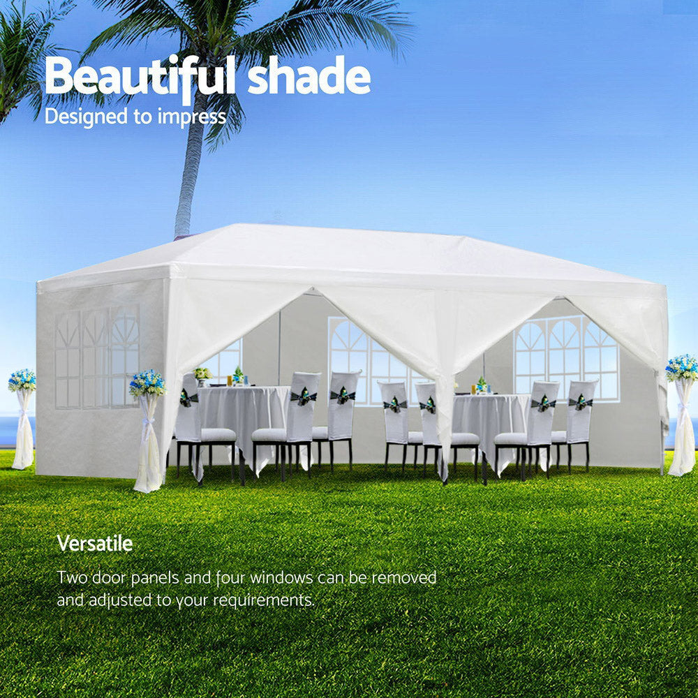 Instahut Gazebo Outdoor Marquee Wedding Gazebos Party Tent Camping White 3x6m - SILBERSHELL