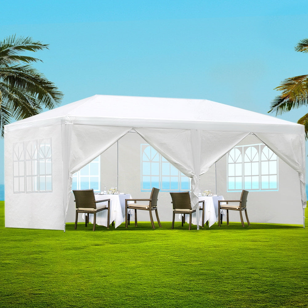 Instahut Gazebo Outdoor Marquee Wedding Gazebos Party Tent Camping White 3x6m - SILBERSHELL