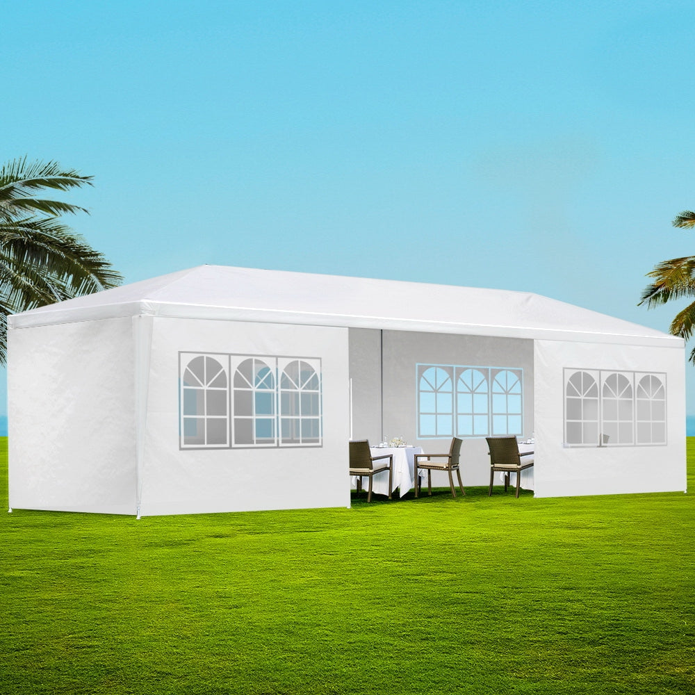 Instahut Gazebo 3x9 Outdoor Marquee Gazebos Wedding Party Camping Tent 8 Wall Panels - SILBERSHELL