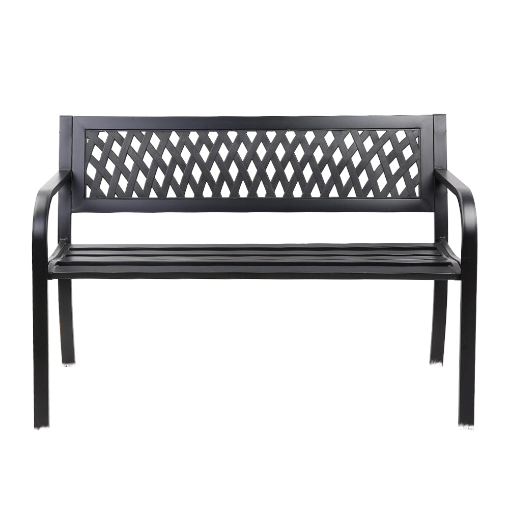 Gardeon Steel Modern Garden Bench - Black - SILBERSHELL