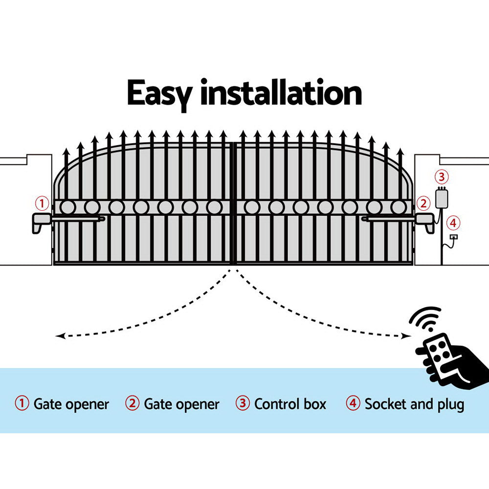 LockMaster Automatic Electric Gate Opener Double Swing Remote Control Kit 800KG - SILBERSHELL