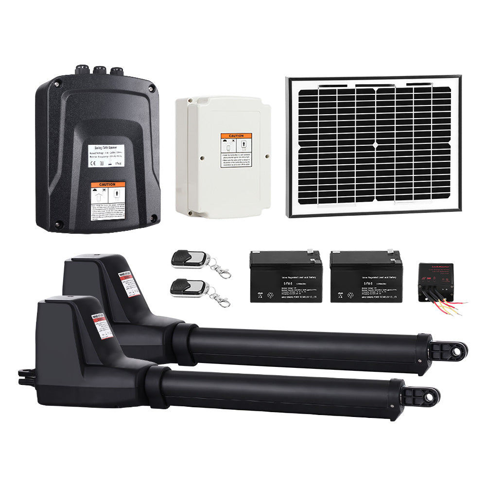 LockMaster Swing Gate Opener Auto Solar Power Electric Kit Remote Control 800KG - SILBERSHELL