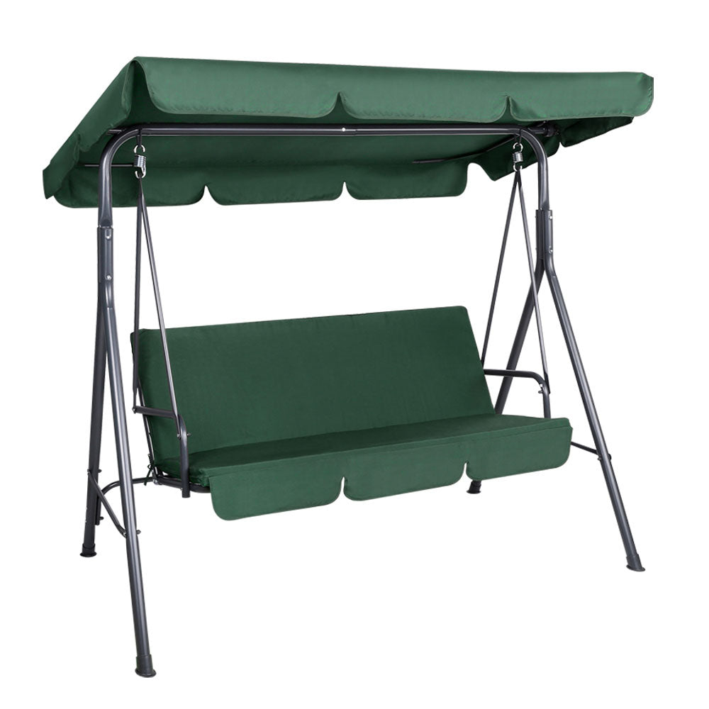 Gardeon Swing Chair Hammock Outdoor Furniture Garden Canopy Bench Seat Green - SILBERSHELL
