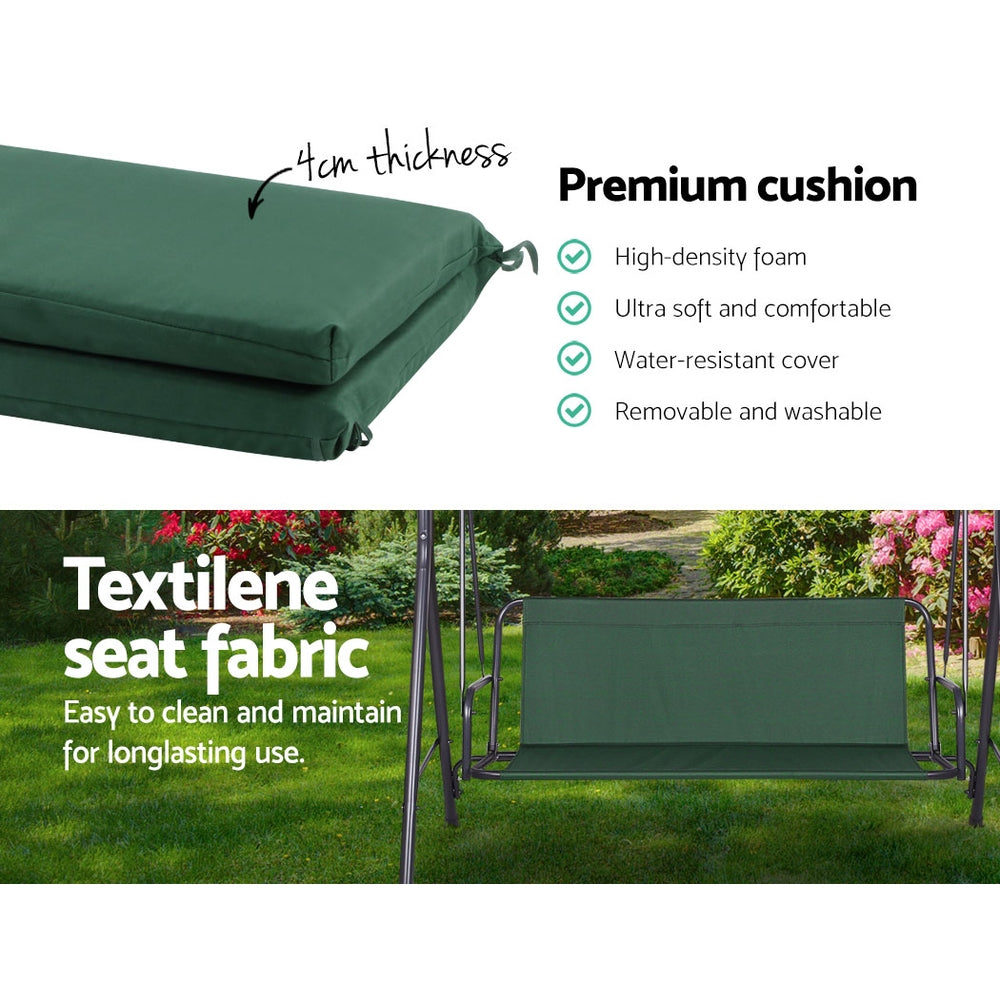 Gardeon Swing Chair Hammock Outdoor Furniture Garden Canopy Bench Seat Green - SILBERSHELL