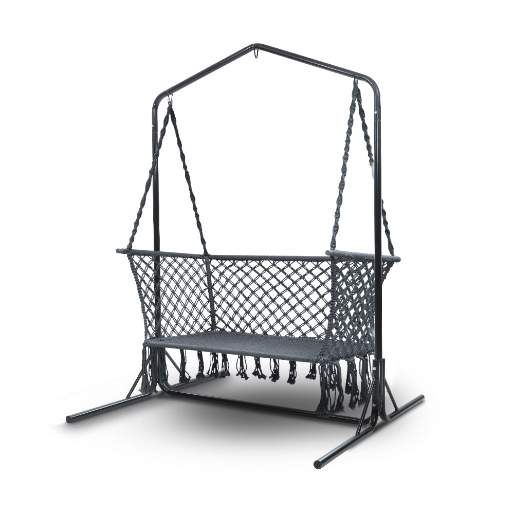 Gardeon Outdoor Swing Hammock Chair with Stand Frame 2 Seater Bench Furniture - SILBERSHELL