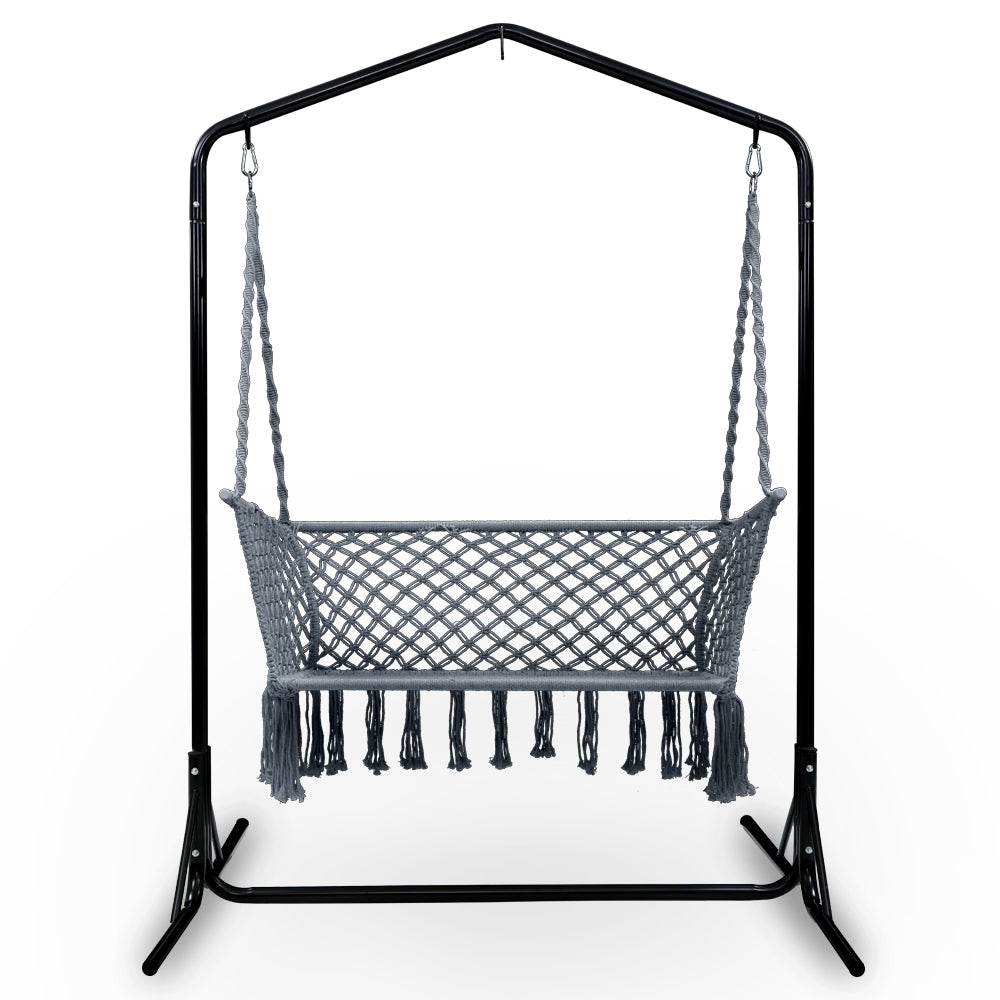 Gardeon Outdoor Swing Hammock Chair with Stand Frame 2 Seater Bench Furniture - SILBERSHELL