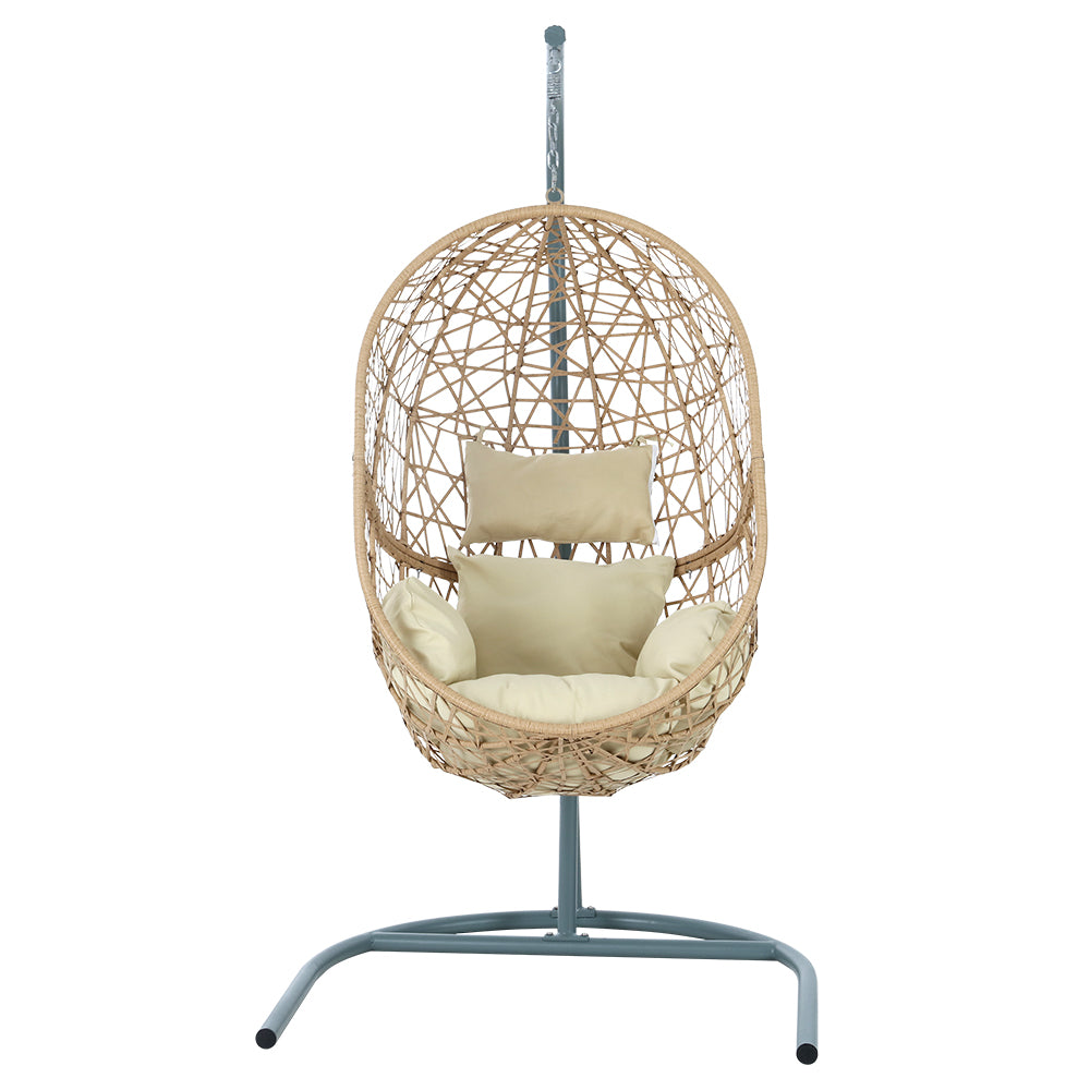 Gardeon Swing Chair Egg Hammock With Stand Outdoor Furniture Wicker Seat Yellow - SILBERSHELL