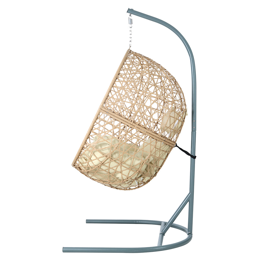 Gardeon Swing Chair Egg Hammock With Stand Outdoor Furniture Wicker Seat Yellow - SILBERSHELL