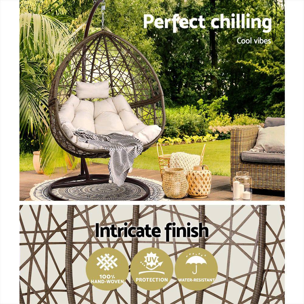 Gardeon Outdoor Hanging Swing Chair - Brown - SILBERSHELL