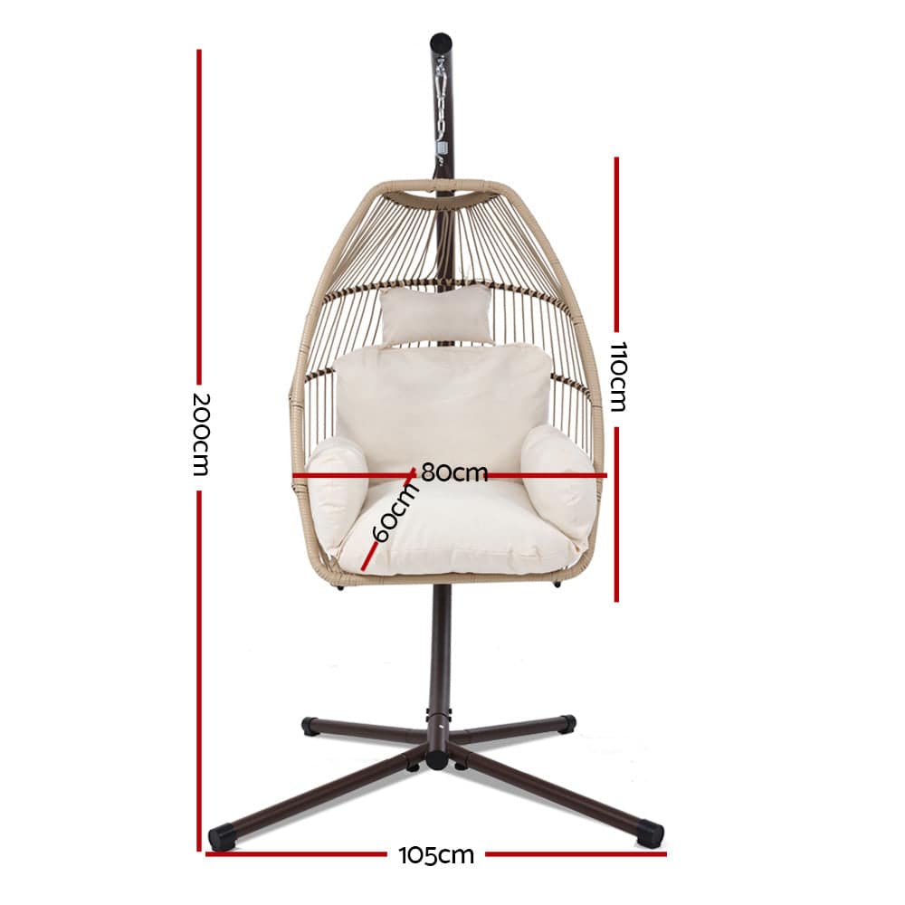 Gardeon Outdoor Furniture Egg Hanging Swing Chair Stand Wicker Rattan Hammock - SILBERSHELL