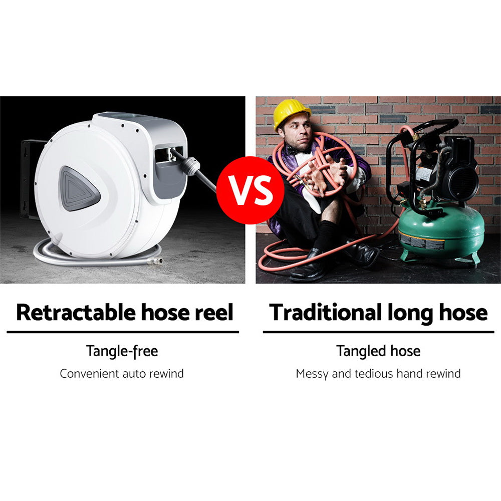 Giantz Air Hose Reel 10m Retractable Rewind Swivel Wall Mount Compressor Garage - SILBERSHELL