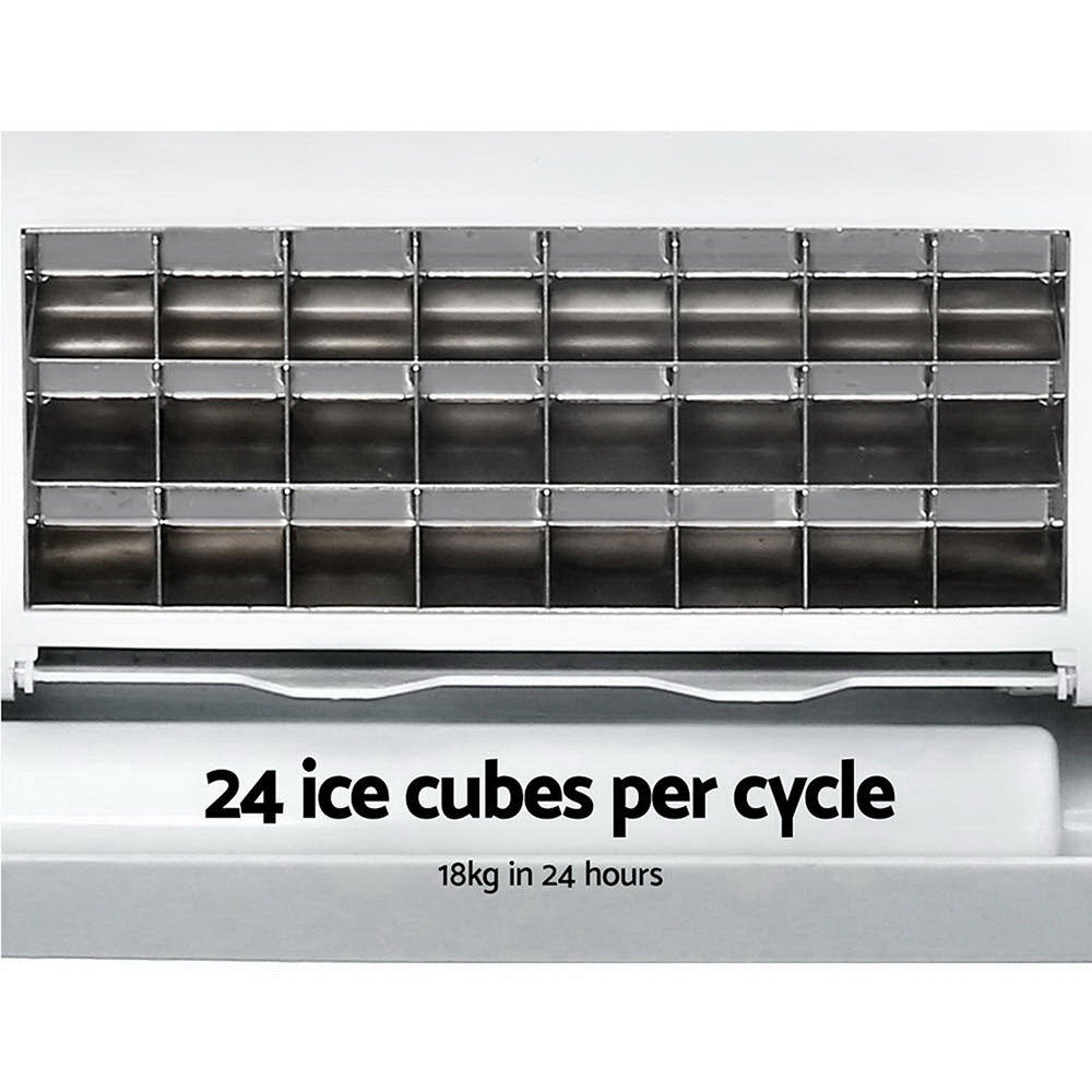 DEVANTi 3.2L Portable Ice Cube Maker Cold Commercial Machine Stainless Steel - SILBERSHELL