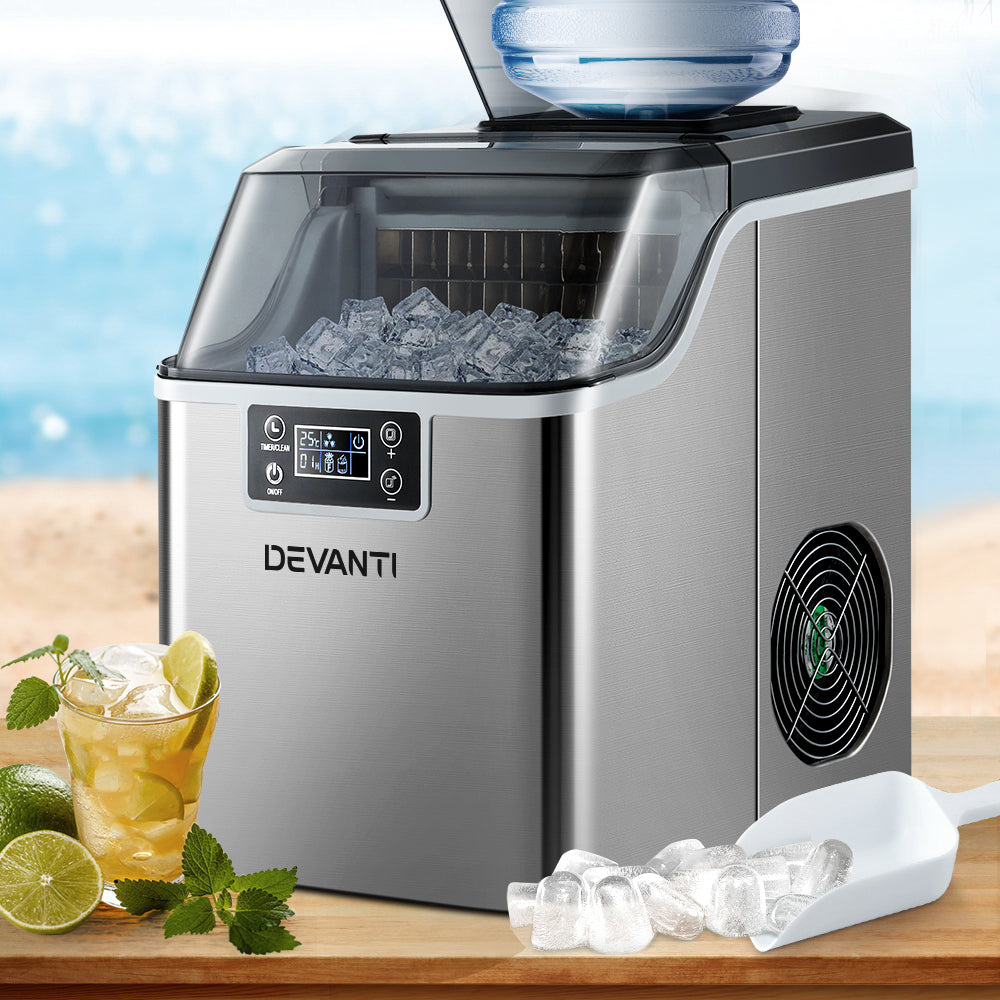 Devanti Ice Maker Machine Commercial Portable Ice Cube Tray Countertop 3.2L - SILBERSHELL