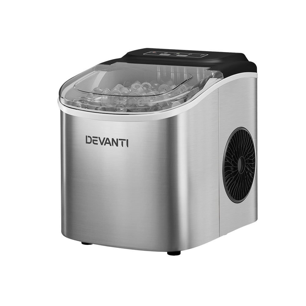 Devanti 12kg Ice Maker Machine w/Self Cleaning Portable Ice Cube Tray 2L White - SILBERSHELL