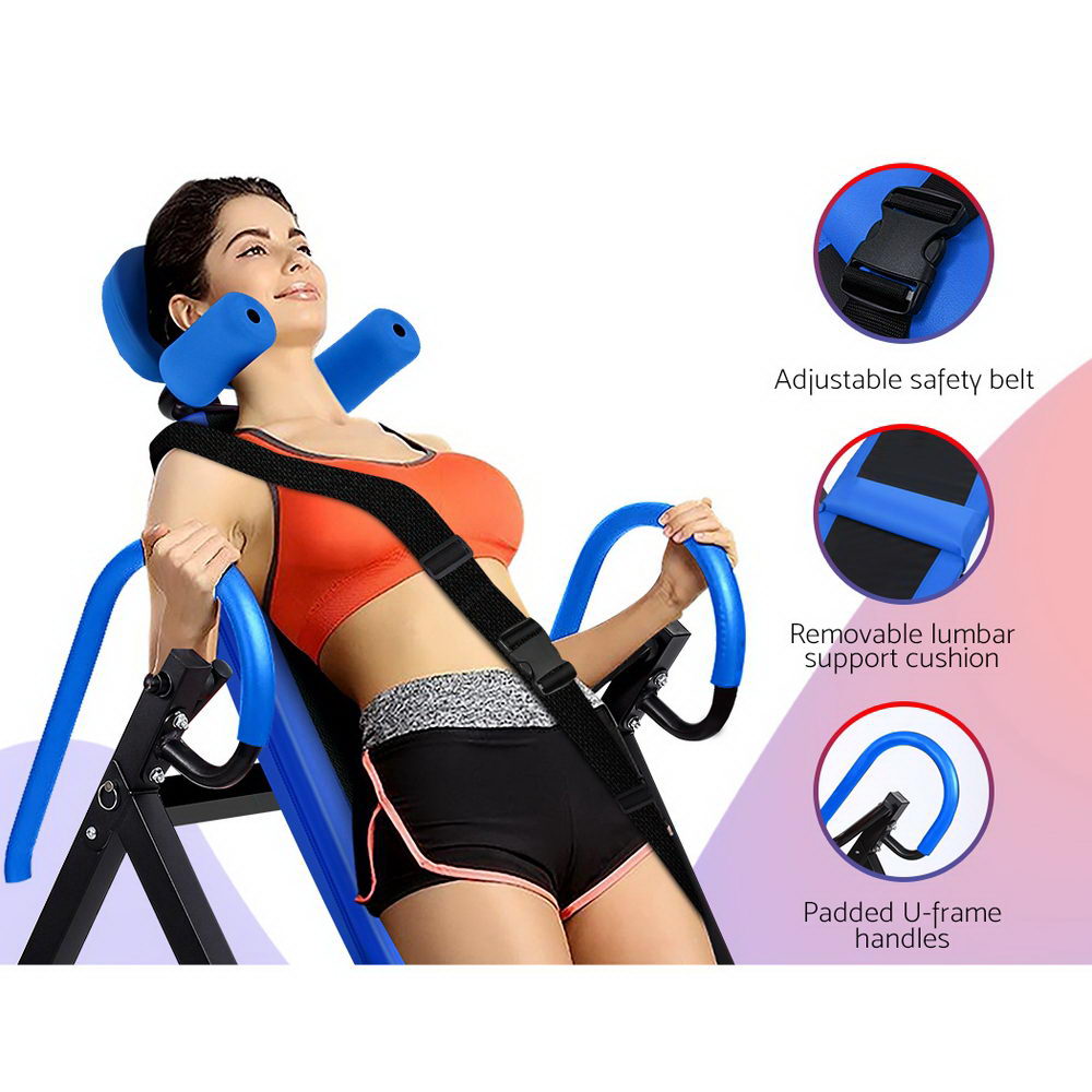 Everfit Gravity Inversion Table Foldable Stretcher Inverter Home Gym Fitness - SILBERSHELL