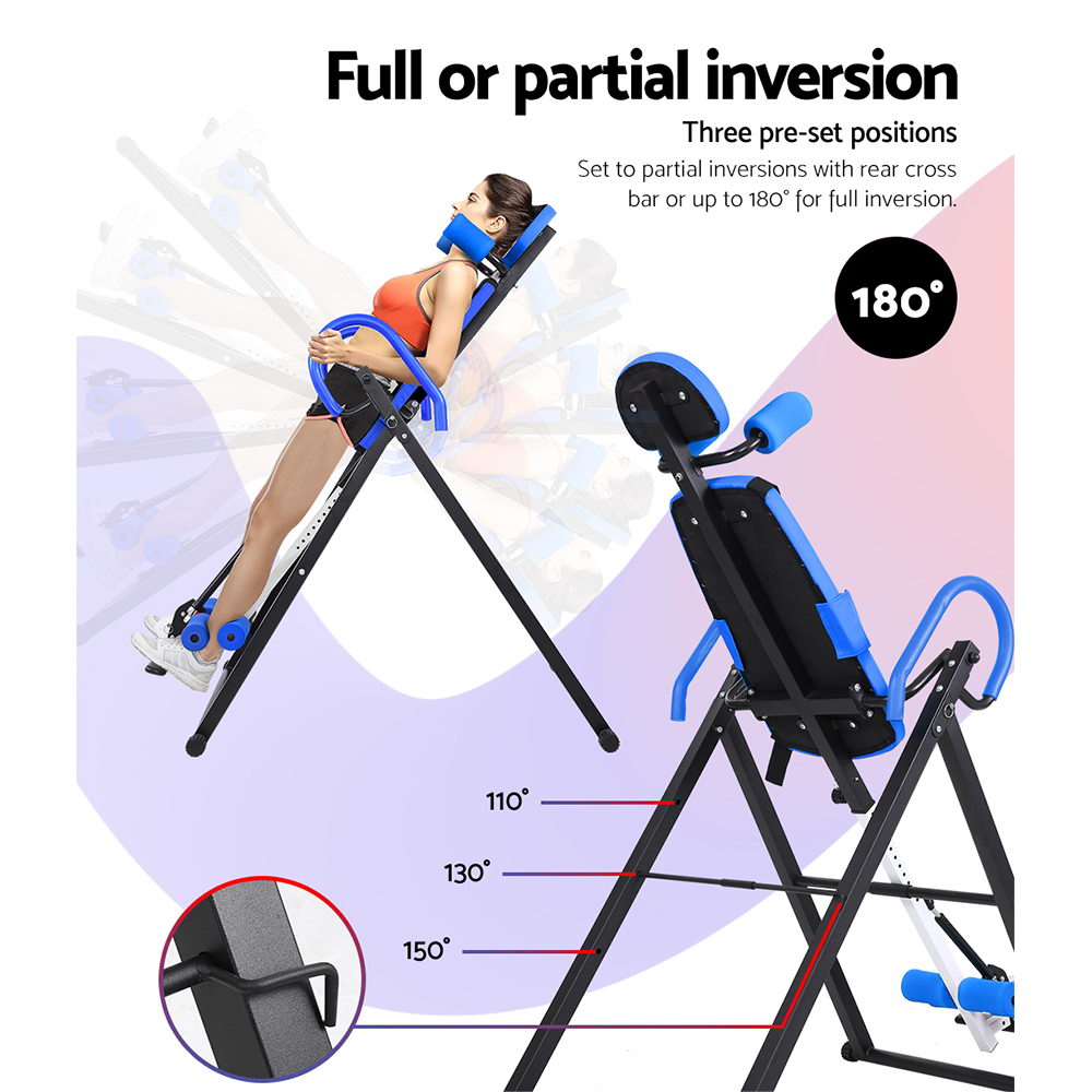 Everfit Gravity Inversion Table Foldable Stretcher Inverter Home Gym Fitness - SILBERSHELL