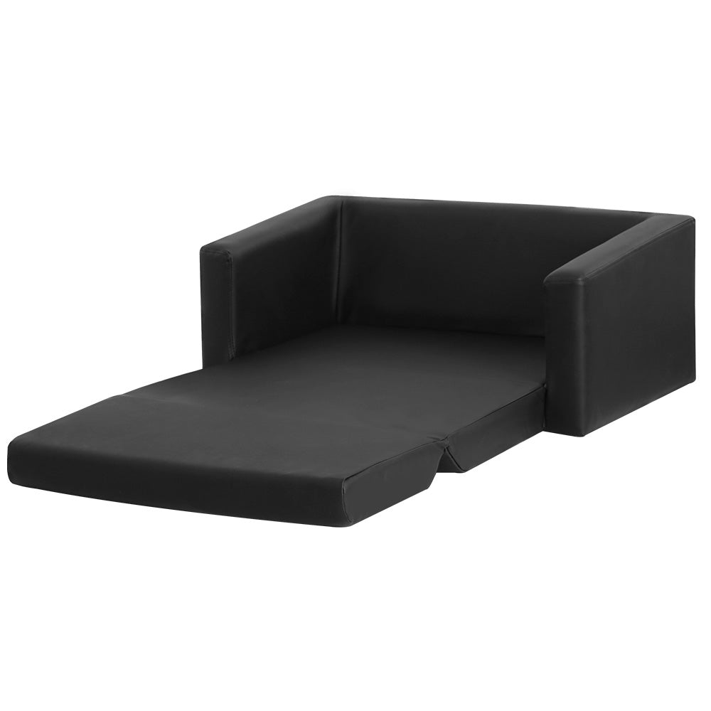 Keezi Kids Sofa 2 Seater Chair Children Flip Open Couch Armchair Black - SILBERSHELL
