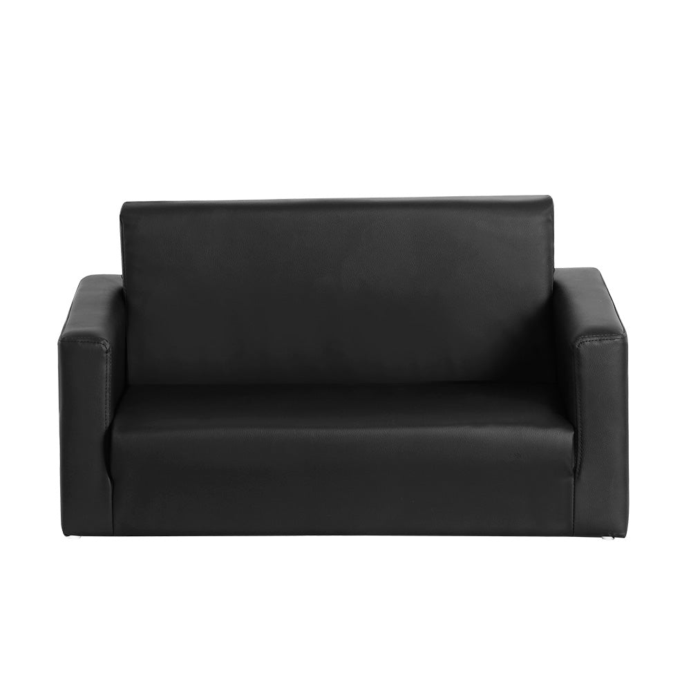 Keezi Kids Sofa 2 Seater Chair Children Flip Open Couch Armchair Black - SILBERSHELL