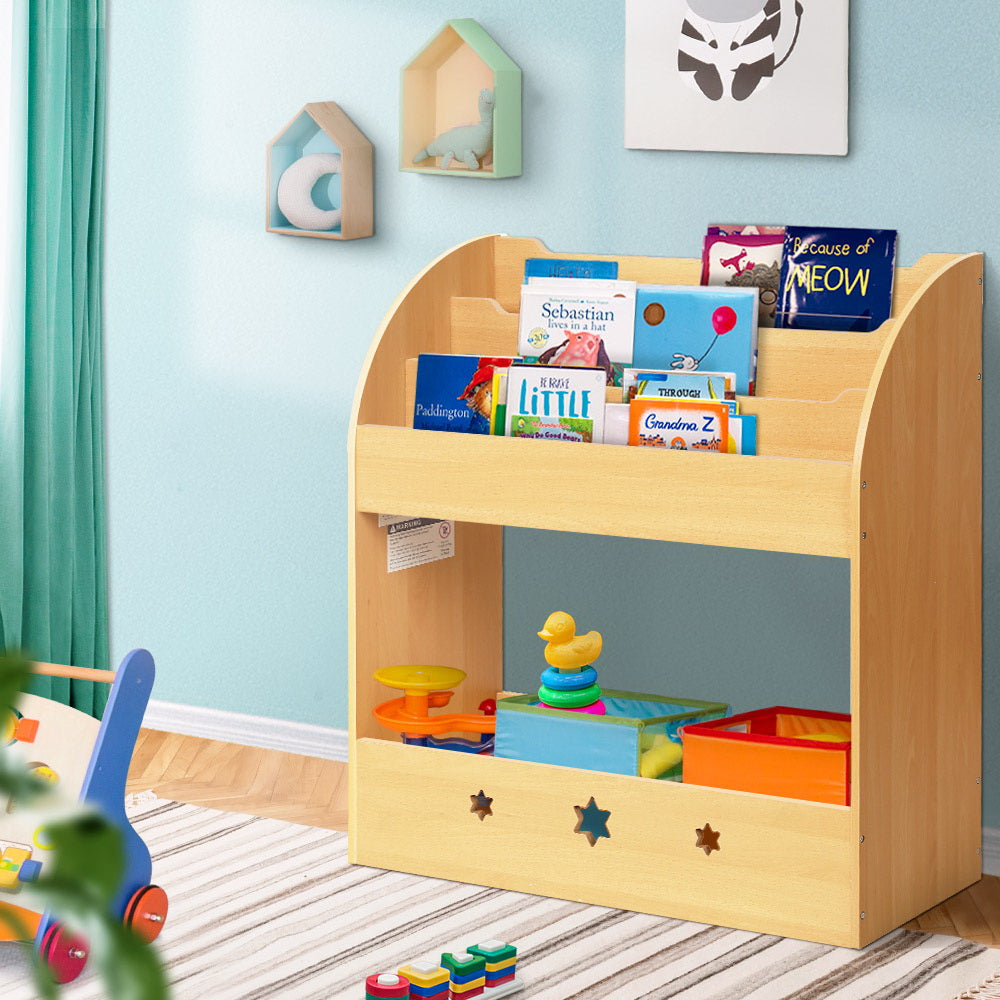 Keezi Kids Bookshelf Children Toys Storage Shelf Rack Organiser Bookcase Display - SILBERSHELL