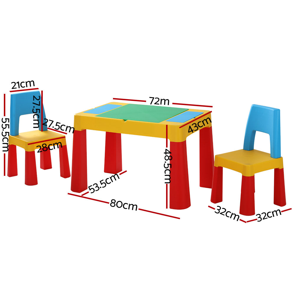 Keezi 3PCS Kids Table and Chairs Set Activity Chalkboard Toys Storage Box Desk - SILBERSHELL