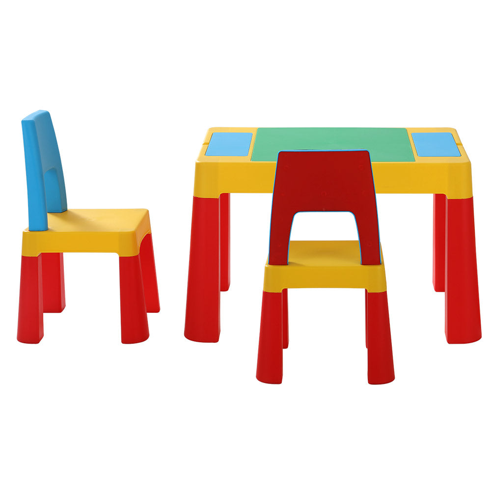 Keezi 3PCS Kids Table and Chairs Set Activity Chalkboard Toys Storage Box Desk - SILBERSHELL