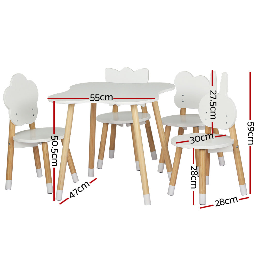Keezi 5 Piece Kids Table and Chairs Set Children Activity Study Play Desk - SILBERSHELL