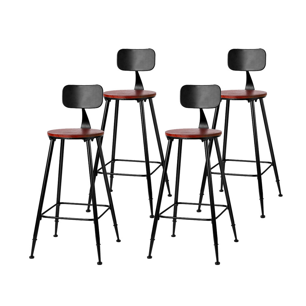 Artiss 4x Vintage Industrial Bar Stool Retro Barstools Dining Chairs Kitchen - SILBERSHELL