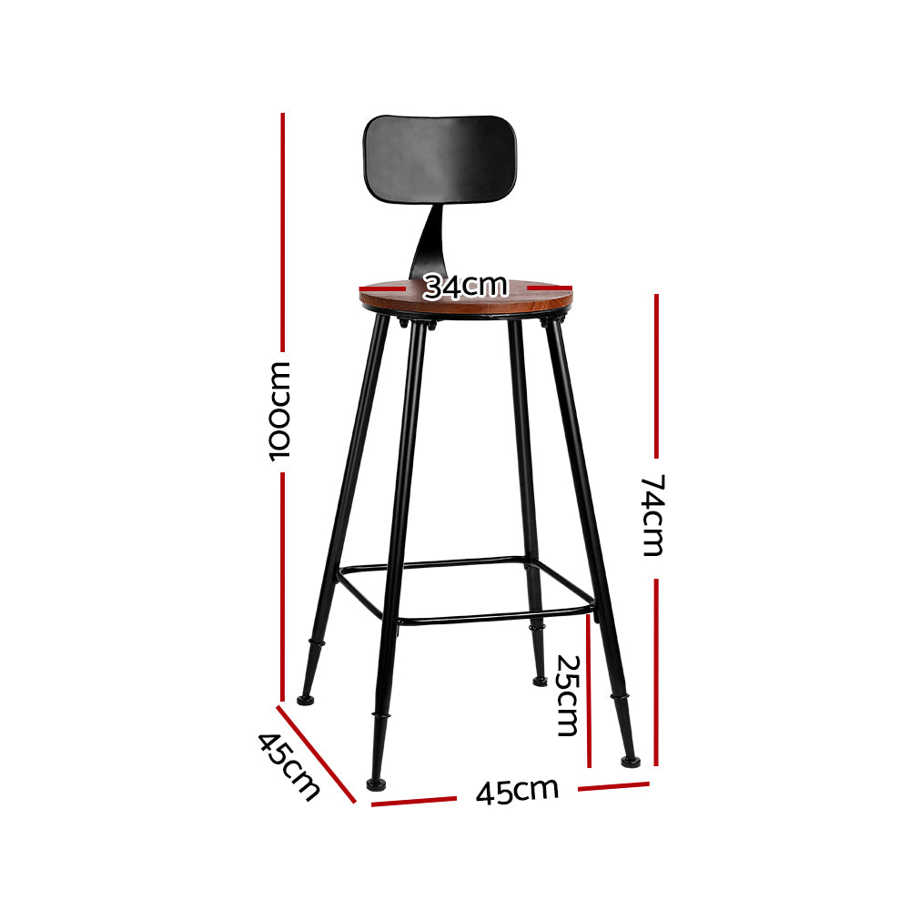 Artiss 4x Vintage Industrial Bar Stool Retro Barstools Dining Chairs Kitchen - SILBERSHELL