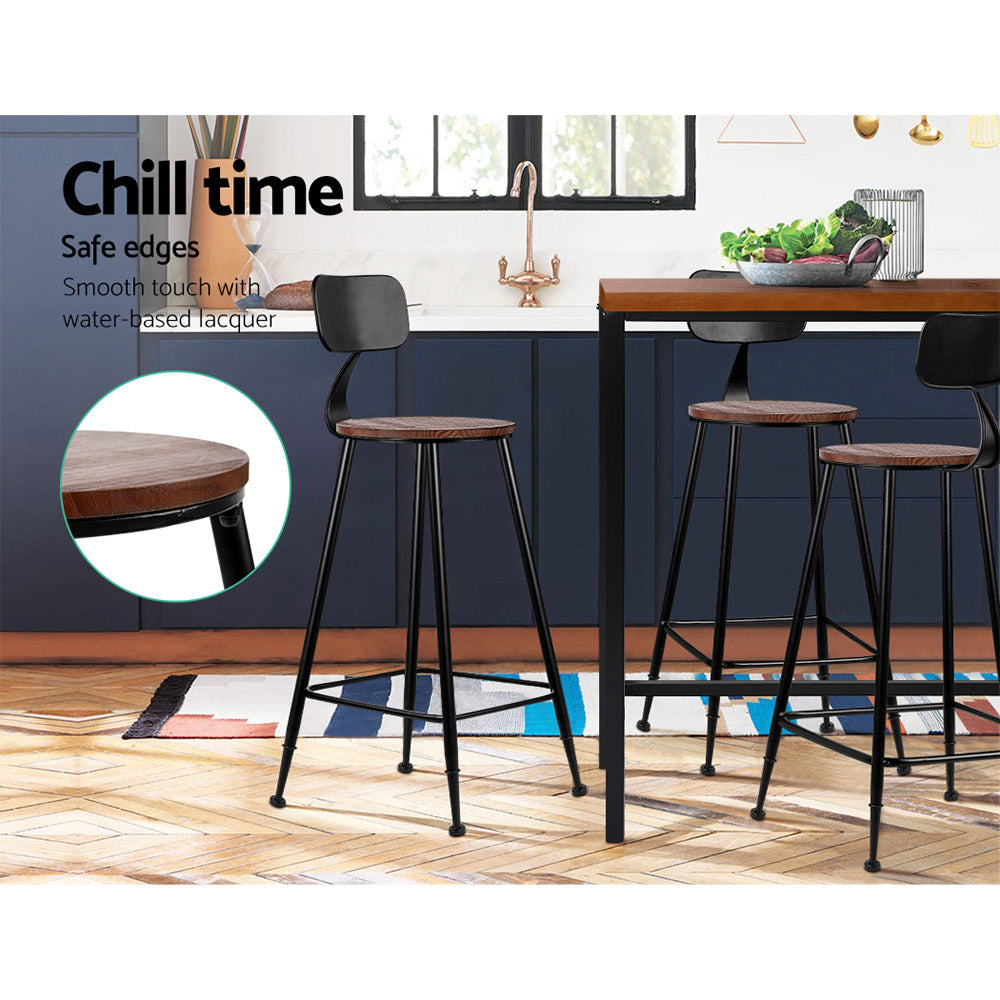 Artiss 4x Vintage Industrial Bar Stool Retro Barstools Dining Chairs Kitchen - SILBERSHELL