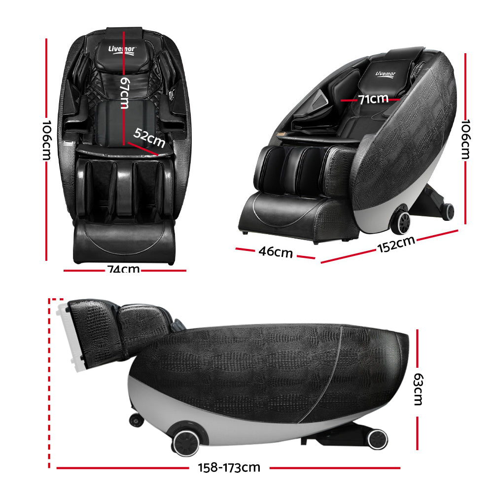 Livemor Massage Chair Zero Gravity Electric Massage Recliner Chair Deluxe Black - SILBERSHELL