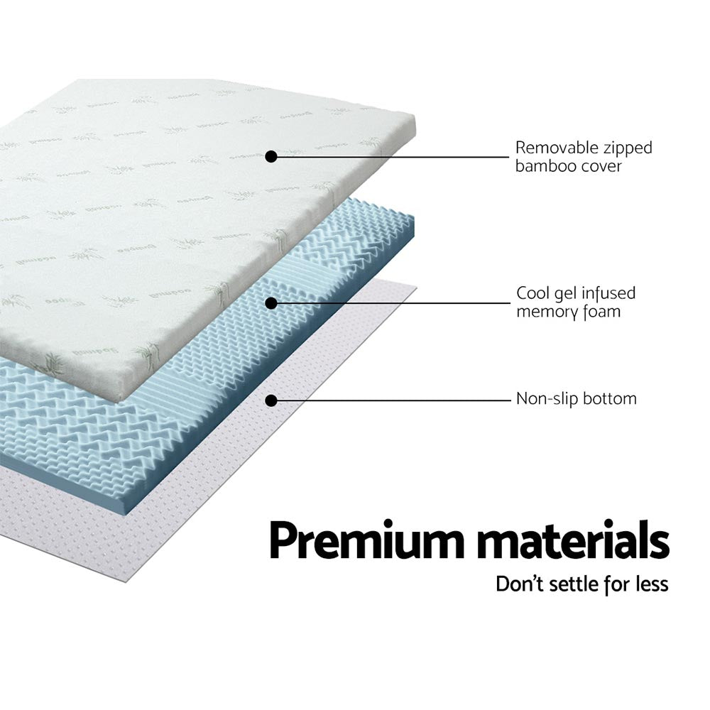 Giselle Bedding Cool Gel 7-zone Memory Foam Mattress Topper w/Bamboo Cover 5cm - King - SILBERSHELL