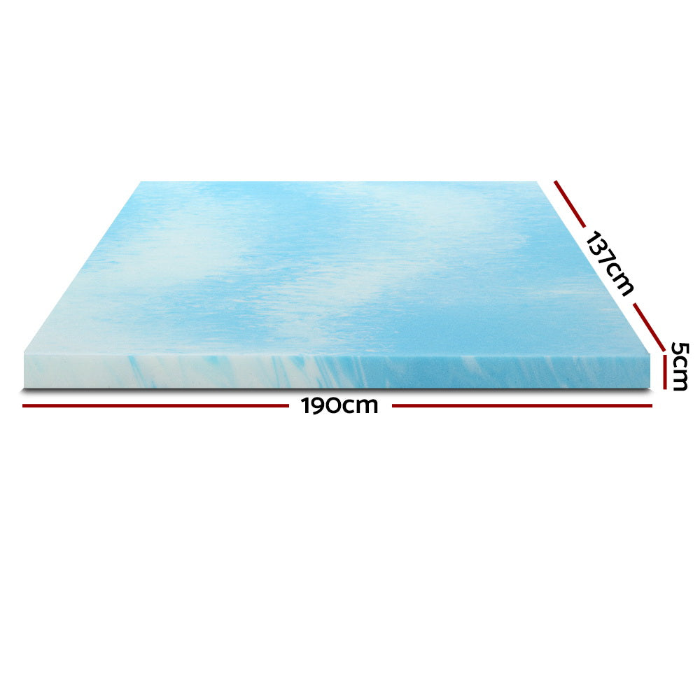 Giselle Cool Gel Memory Foam Topper Mattress Toppers w/ Bamboo Cover 5cm DOUBLE - SILBERSHELL