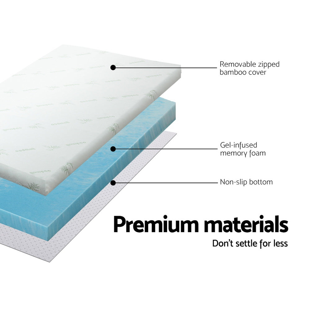 Giselle Cool Gel Memory Foam Topper Mattress Toppers w/ Bamboo Cover 5cm DOUBLE - SILBERSHELL