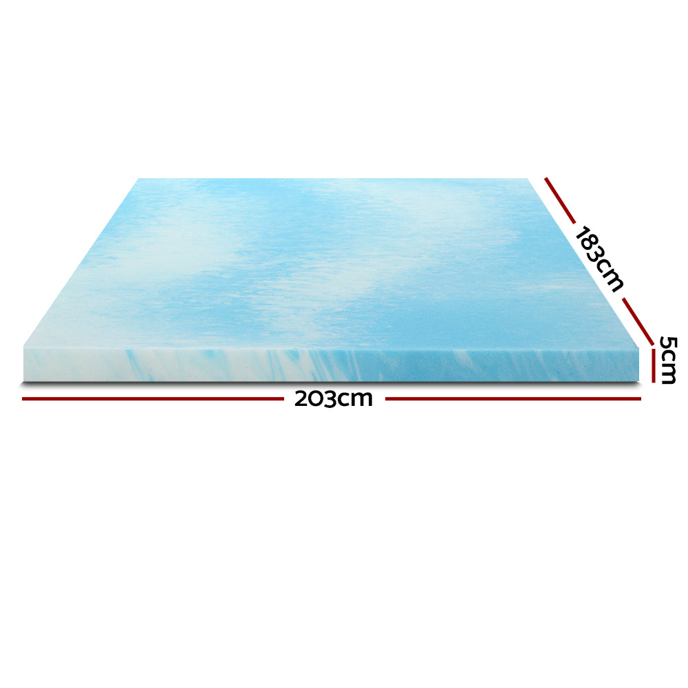 Giselle Cool Gel Memory Foam Topper Mattress Toppers w/ Bamboo Cover 5cm KING - SILBERSHELL