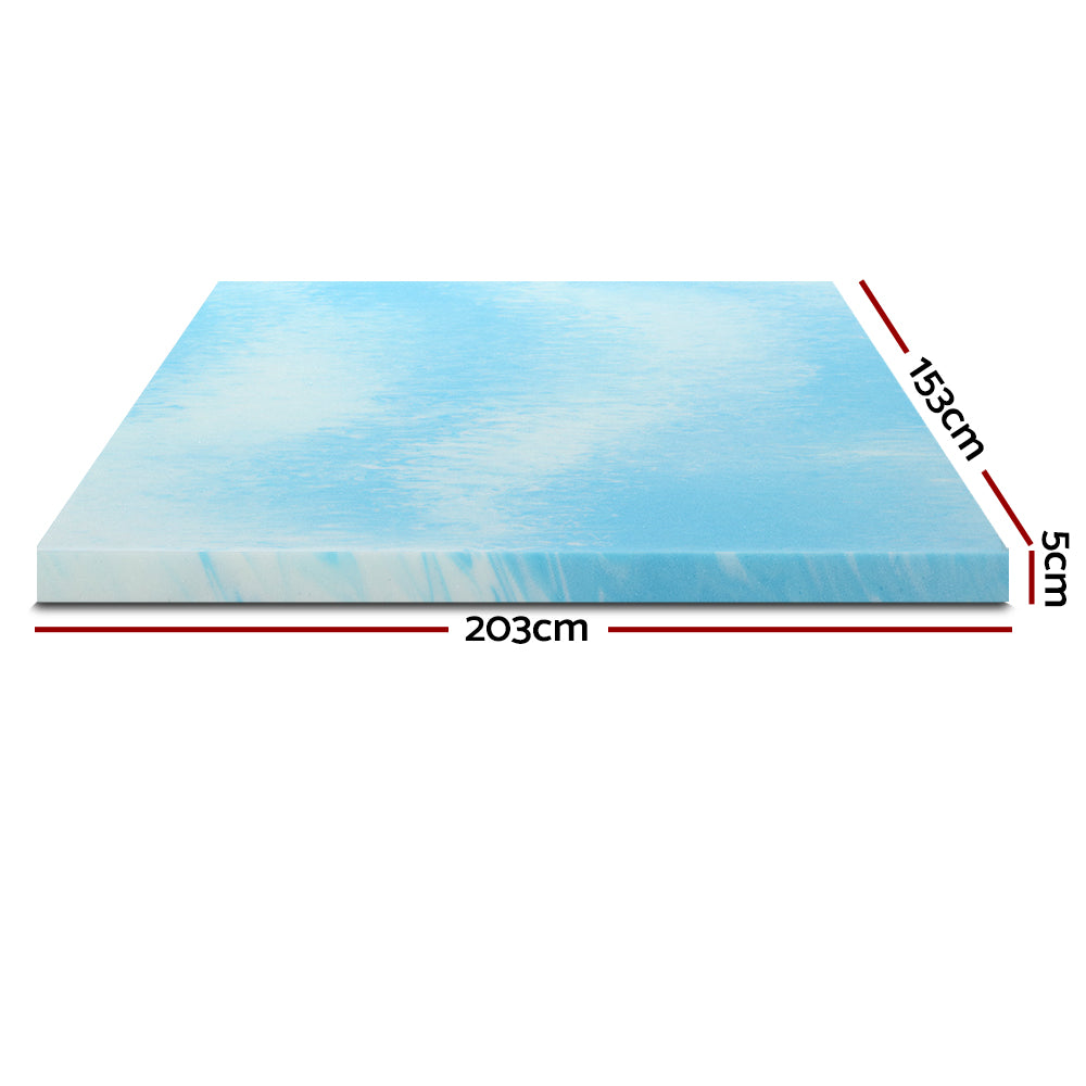 Giselle Cool Gel Memory Foam Topper Mattress Toppers w/ Bamboo Cover 5cm QUEEN - SILBERSHELL