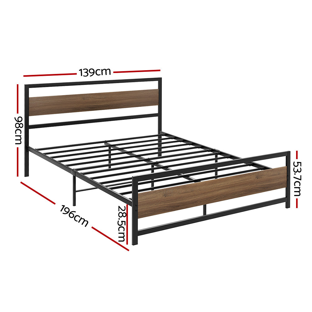 Artiss Bed Frame Double Size Metal Base Mattress Platform Foundation Black DREW - SILBERSHELL