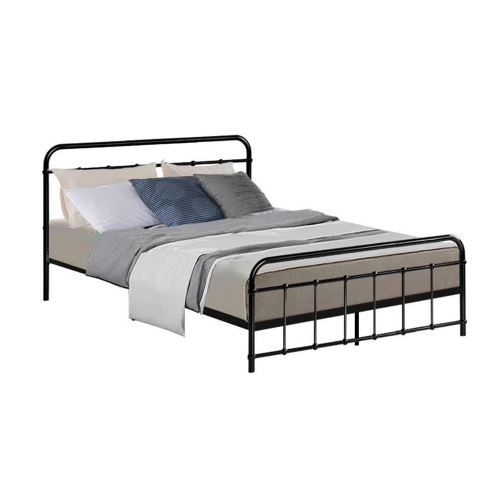 Artiss Bed Frame Metal Frames LEO - Double (Black) - SILBERSHELL