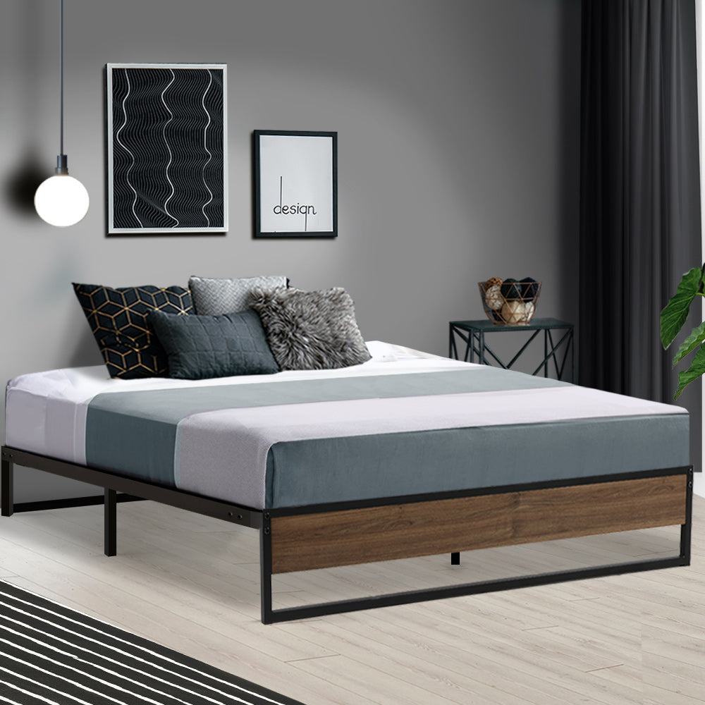 Artiss Bed Frame Metal Frame Bed Base OSLO - Double - SILBERSHELL