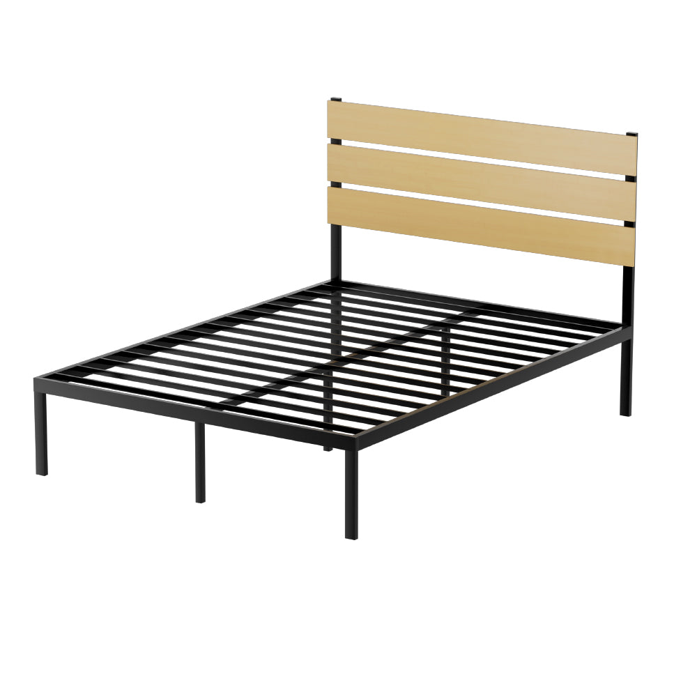 Artiss Bed Frame Double Size Metal Base Mattress Platform Foundation Black PAULA - SILBERSHELL