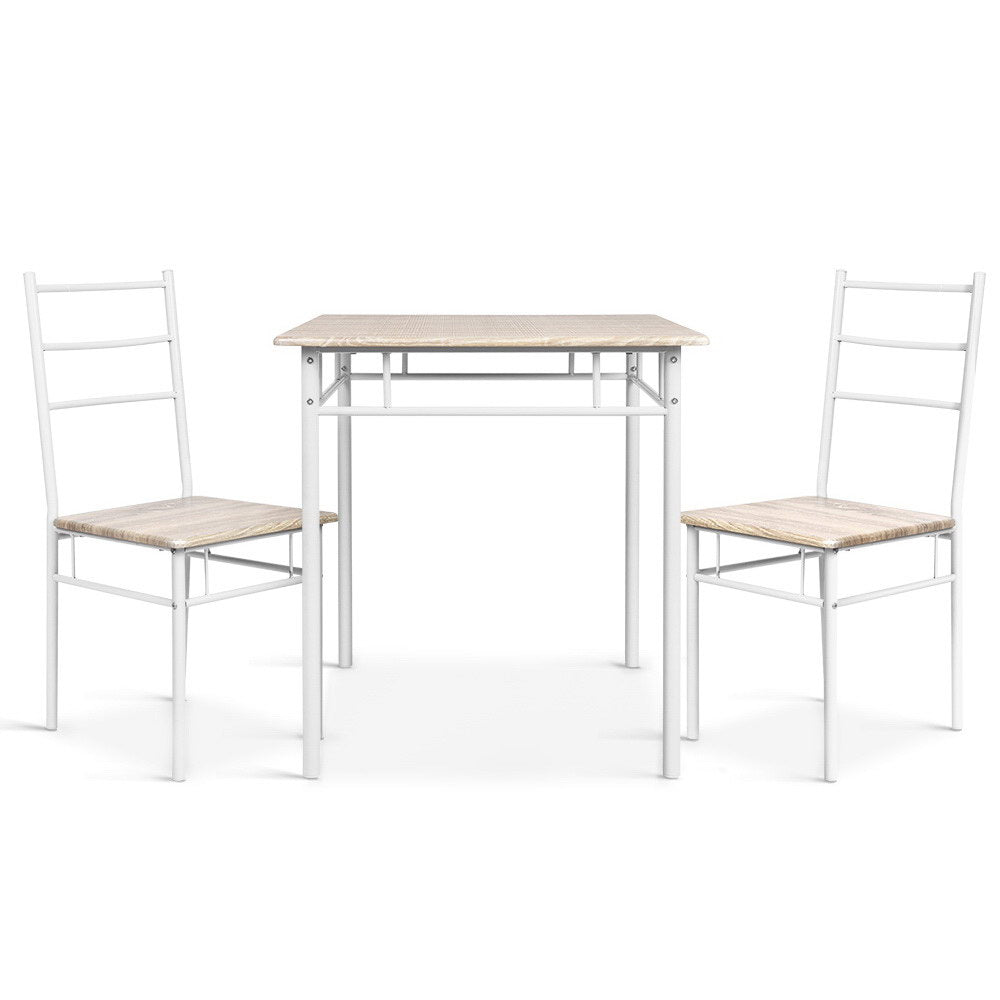 Artiss Dining Table And Chairs Set fo 3 Oak - SILBERSHELL