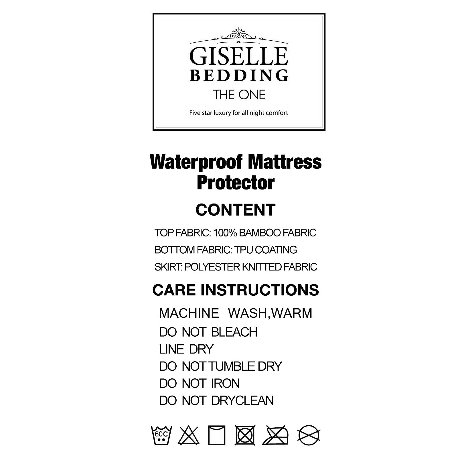 Giselle Bedding King Single Size Waterproof Bamboo Mattress Protector - SILBERSHELL