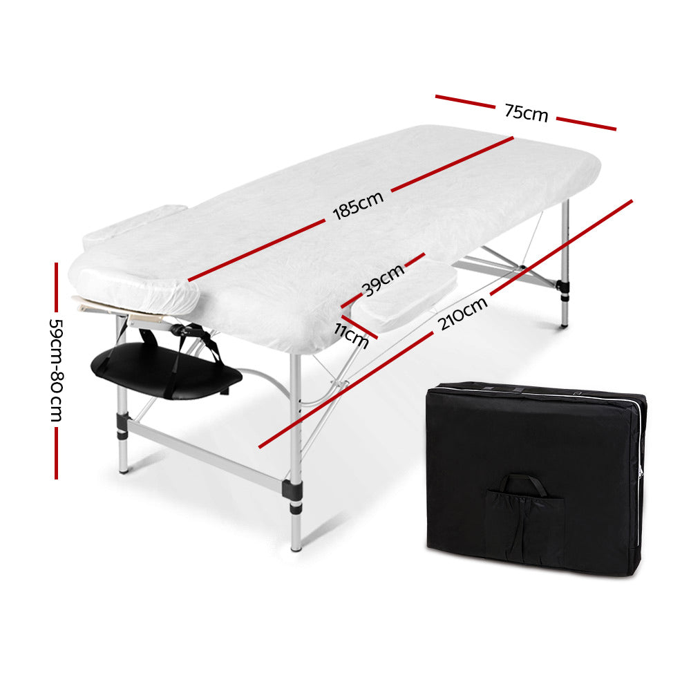 Zenses 2 Fold Portable Aluminium Massage Table - Black - SILBERSHELL