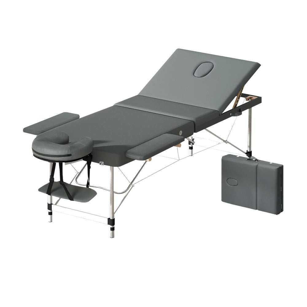 Zenses Massage Table Portable Aluminium 2 Fold Massages Bed Beauty Therapy 55cm - SILBERSHELL