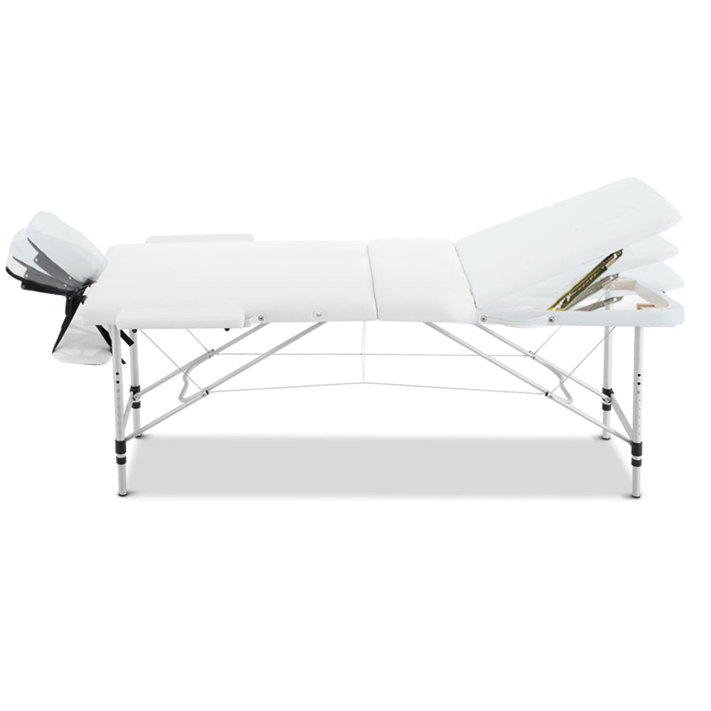 Zenses 3 Fold Portable Aluminium Massage Table - White - SILBERSHELL