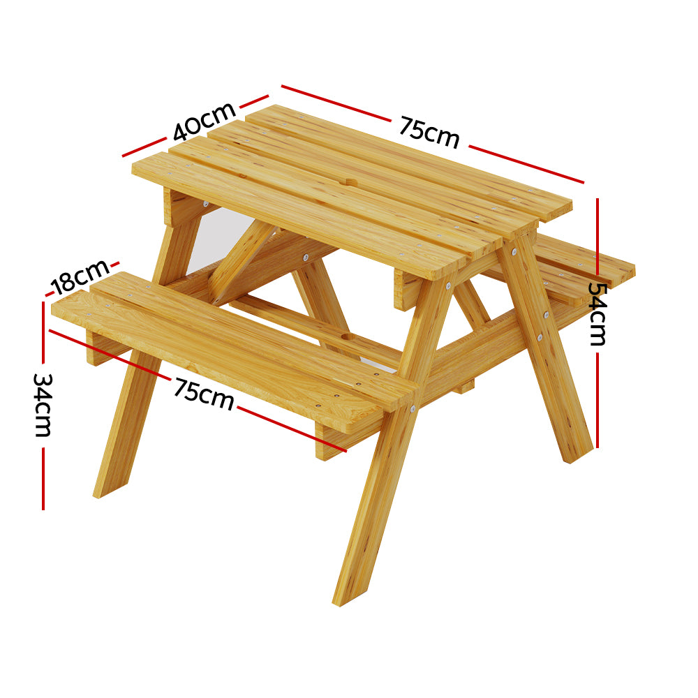 Keezi Kids Outdoor Table and Chairs Picnic Bench Seat Children Wooden Indoor - SILBERSHELL