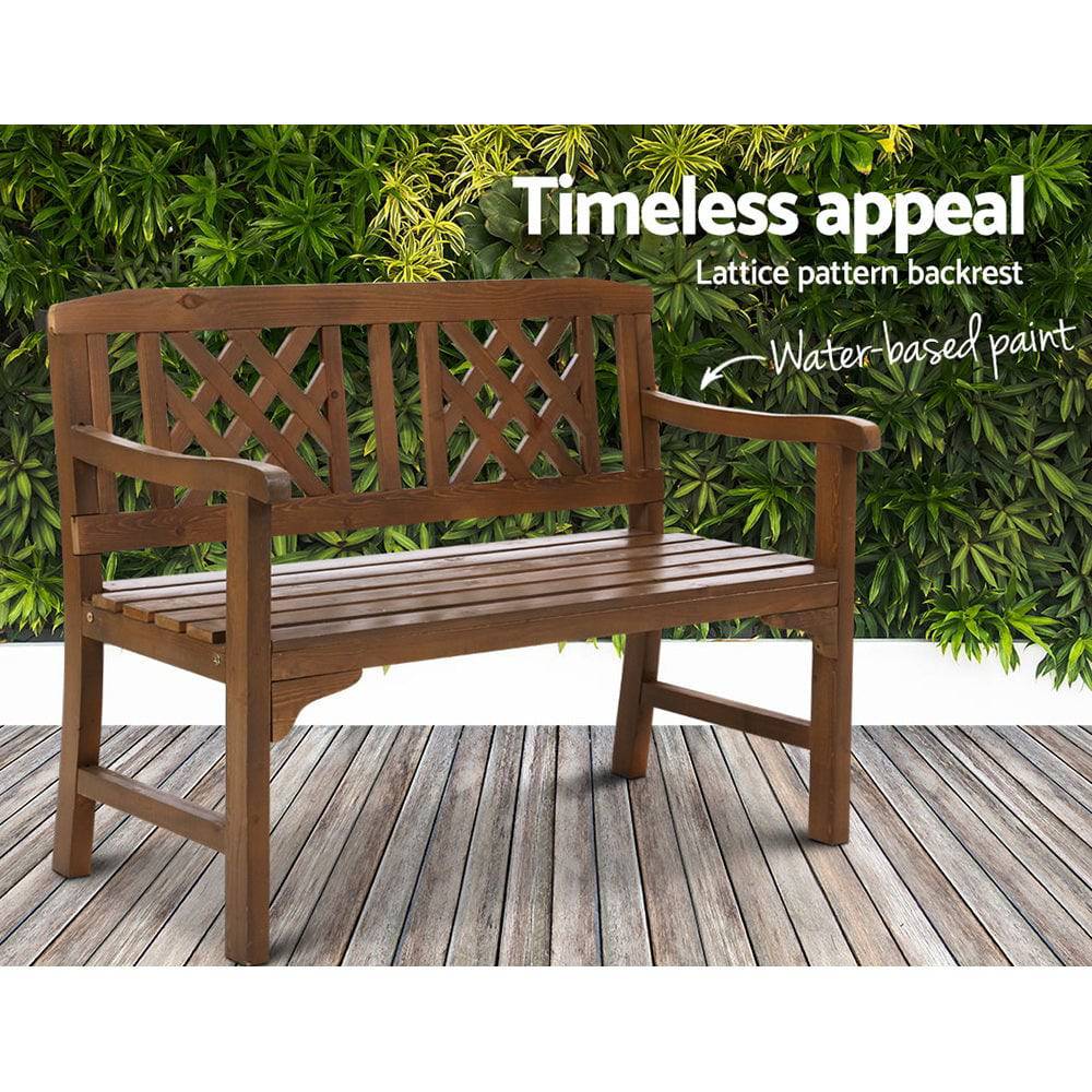 Gardeon Wooden Garden Bench 2 Seat Patio Furniture Timber Outdoor Lounge Chair Natural - SILBERSHELL™