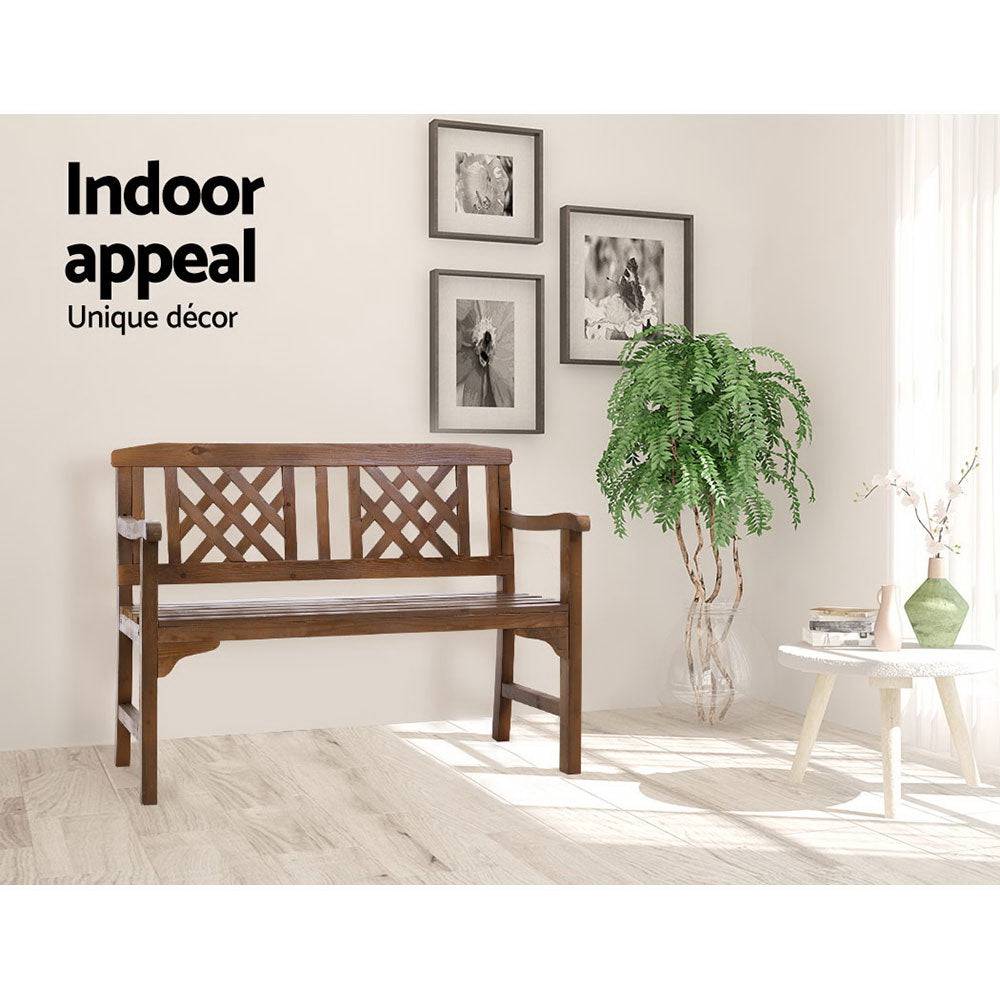 Gardeon Wooden Garden Bench 2 Seat Patio Furniture Timber Outdoor Lounge Chair Natural - SILBERSHELL™