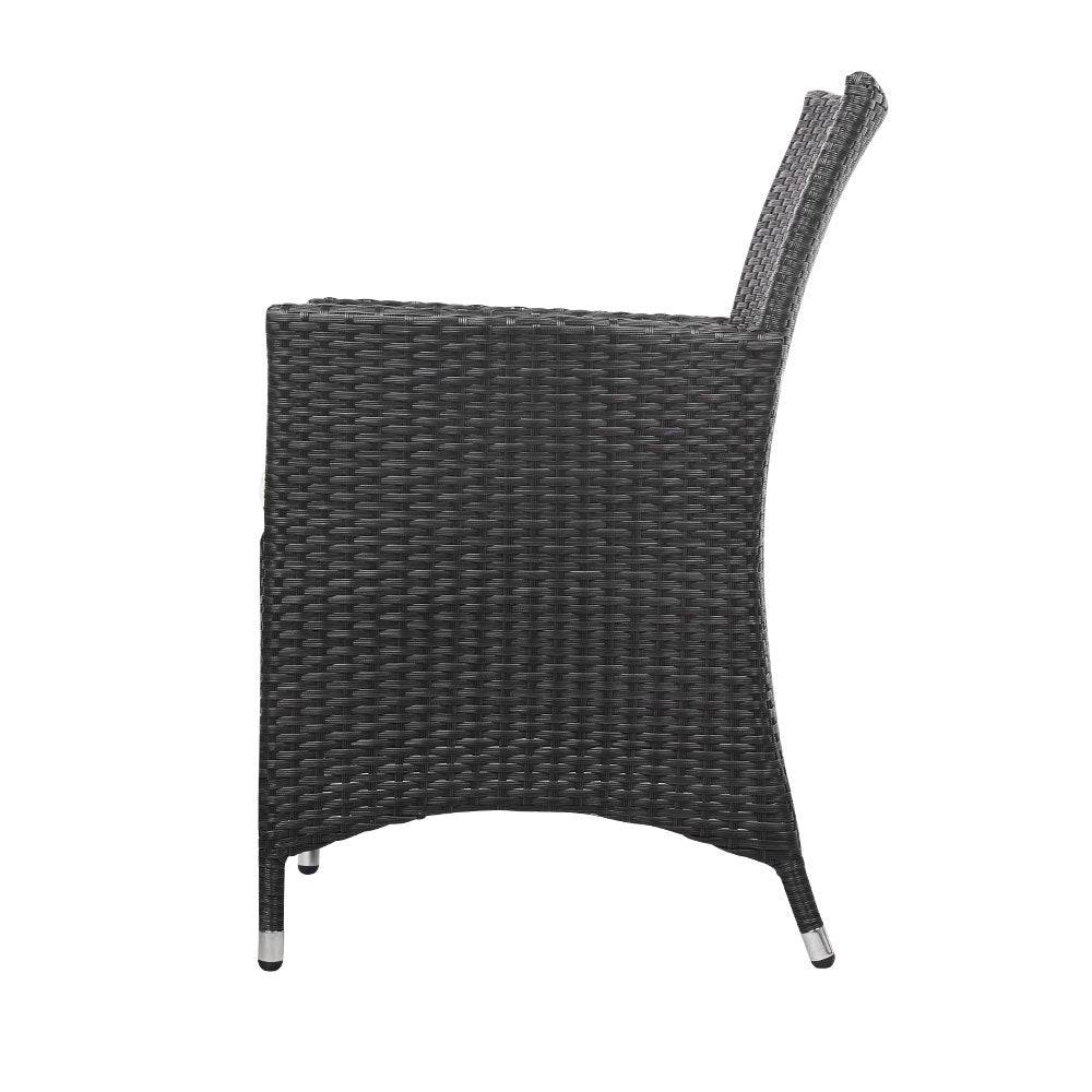 Gardeon 3 Piece Wicker Outdoor Furniture Set - Black - SILBERSHELL