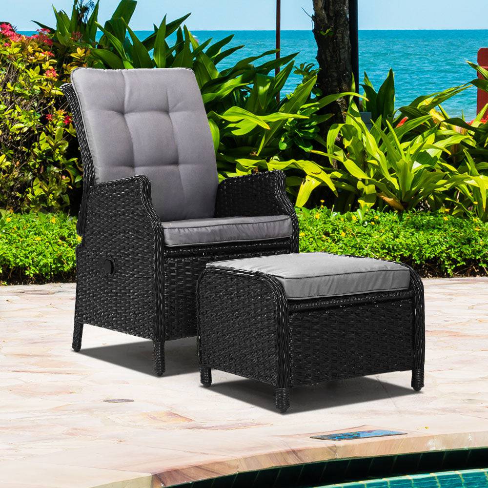 Gardeon Recliner Chair Sun lounge Setting Outdoor Furniture Patio Wicker Sofa - SILBERSHELL™